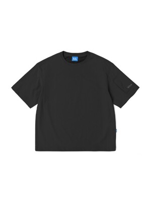 남녀공용 나일론 스판 소매 포켓 우븐 티셔츠[BLACK](UA4ST95_39)