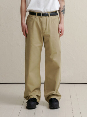 DEN0601 Extra Wide Cotton Pants(Beige)