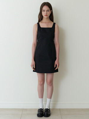 basic tension mini dress - black