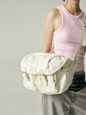 SYMBOL NYLON 2-POCKET CROSS BAG[IVORY]