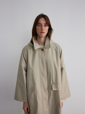 COTTON HOODED HALF COAT_LIGHT GRAY