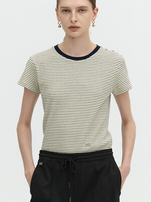 STRIPE RIBBED T-SHIRT_BLACK
