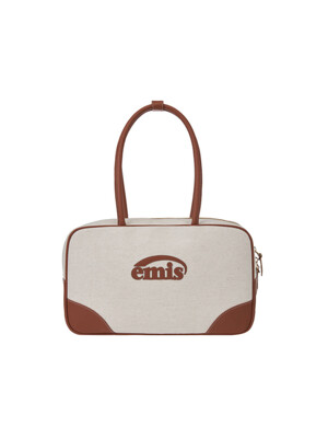 CANVAS LEATHER TOTE BAG-BROWN