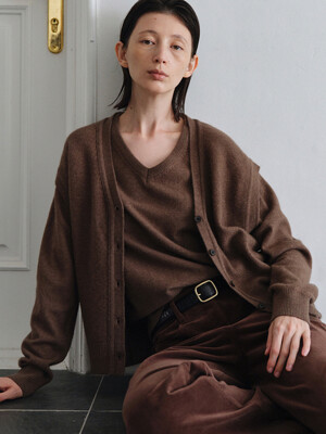 V-Neck Vest Cardigan_Brown