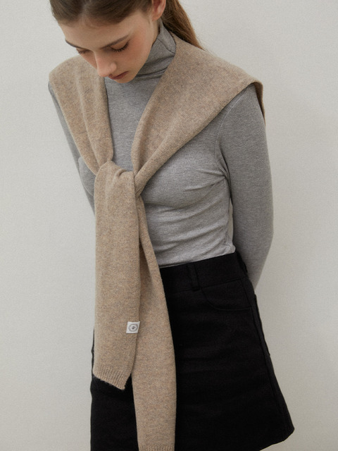 마뗑킴]LETTERING KNIT MUFFLER IN GREY