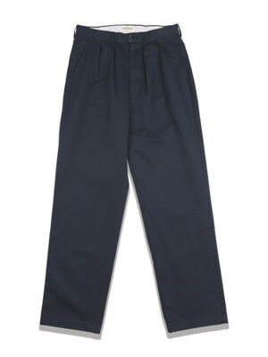 PLEATED CHINO PANTS -NAVY