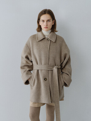 TFF ALPACA HERRINGBONE HALF COAT_2COLORS