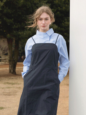 NESIS unbalance slant shirt_blue stripe