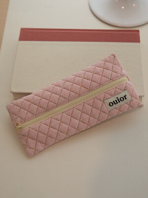 ouior flat pencil case - quilting pink (middle zipper)