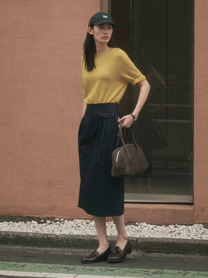 BRIT PINTUCK SKIRT_NAVY