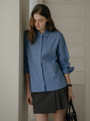 Bloom seamline modal blended shirt_Blue