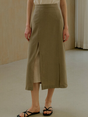 comos 1418 layered slit skirt (Beige)