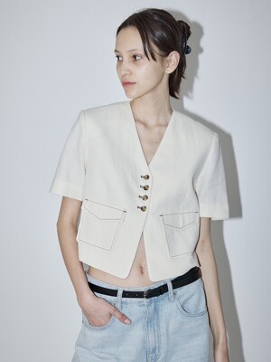 SINGLE STITCH DETAILED CROP JACKET