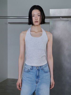 HALTERNECK SLEEVELESS TOP (melange white)