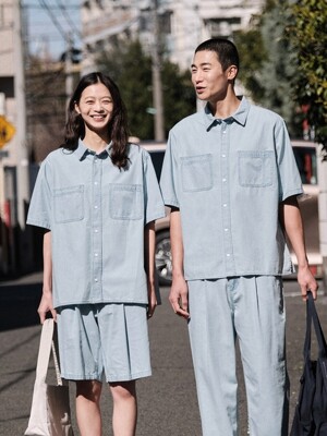 오버핏 워싱 데님 셔츠_블루 (오버핏)