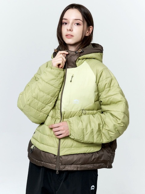 산로 UNISEX 라이트 하이킹 패딩 자켓_라임브라운