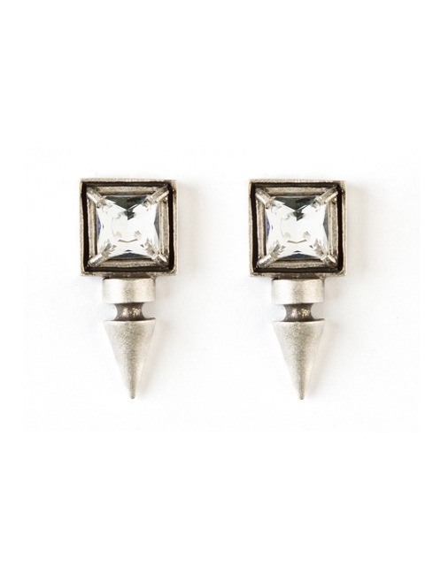 SQUARED EARRINGS WITH DOUBLE SPIKE