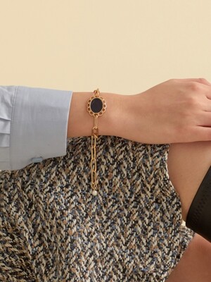 vintage leather chain bracelet_navy,brown