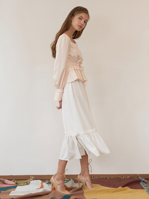 Ribbon Flare Skirt #WHITE