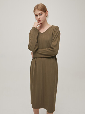 Ribbed V-neck Dress 4 Color