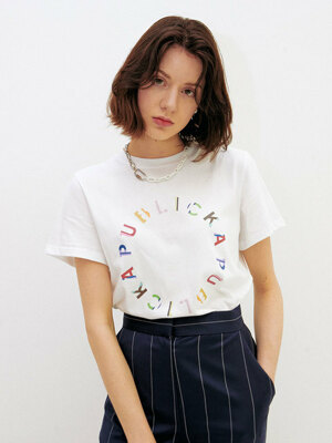 SLIM-FIT MULTI COLOR LOGO T-SHIRT - WHITE
