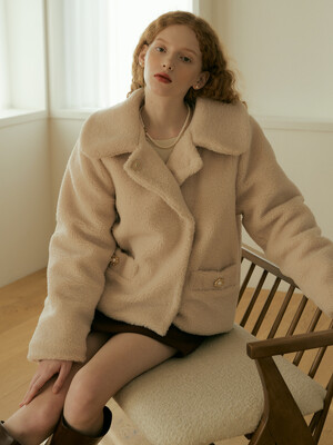 POCKET ECO SHEARING COAT - BROWN / CREAM