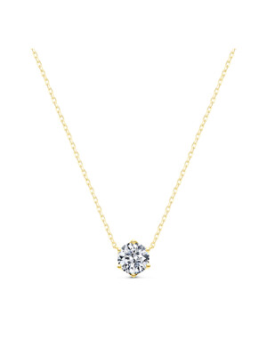 solitaire round crown necklace(yellow gold)