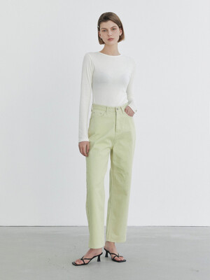 Color cotton pants / Pale lime