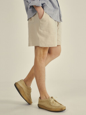 linen symbol logo banding shorts(4col)