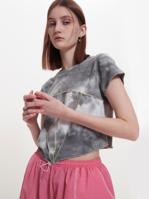 CUT-STITCH TIE-DYE JERSEY CROP TOP_CHARCOAL (KYOR2RSR05W)