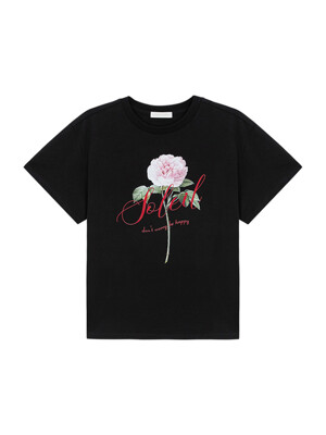 Soleil Cursive Rose T-Shirts [BLACK]