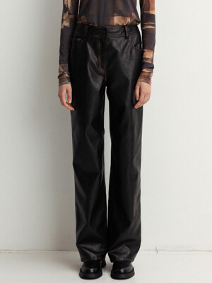 pigment crack faux leather pants (black)