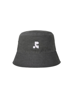 RR LOGO WASHED BUCKET HAT - CHARCOAL
