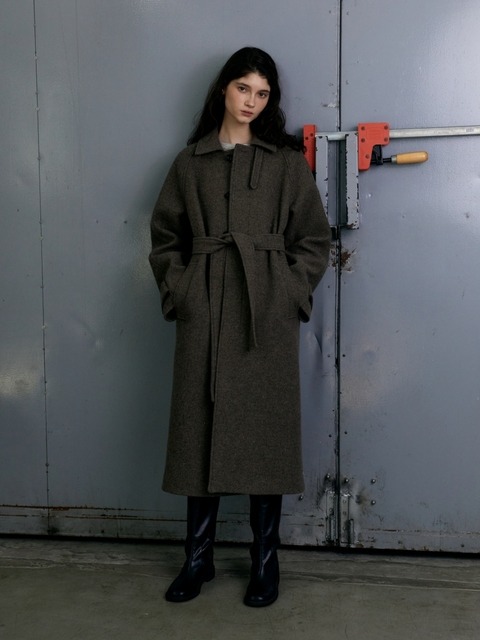 아우터 - 어나우트 (UNNOUT) - WOOL CLASSIC BALMACAN COAT BROWN