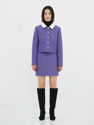 Emliy Tweed Mini Skirt (Purple)