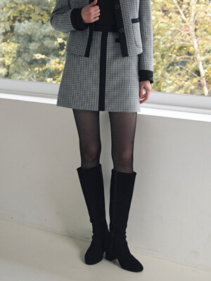 RIONA Black & White Tweed Skirt