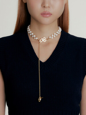 PEARL AND CHAIN MULTI CHOKER_GOLD