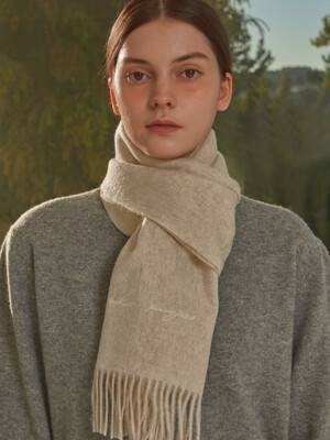 VIRGIN WOOL 100 MUFFLER_LIGHT OATMEAL