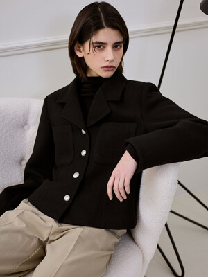 Classic Wool Herringbone Jacket [Black]