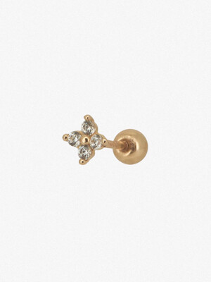 14k quattro flower piercing earrings