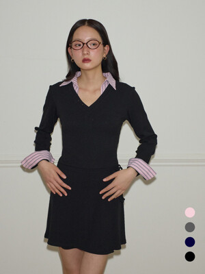 Shirt Detail Jersey Dress_ 4 color