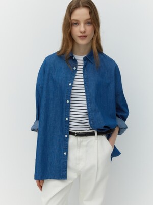 oversized denim shirts - medium blue