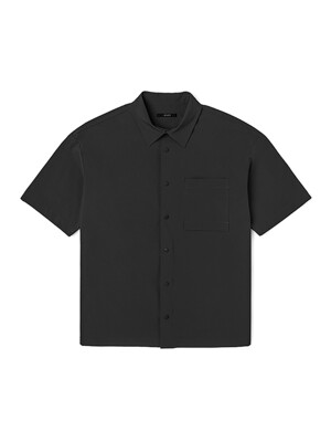 남성 원 포켓 세미 루즈 핏 반팔 셔츠 (BLACK) (HA4SS02-39)