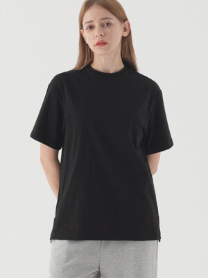 베이식 트임 반팔 티셔츠 (블랙)