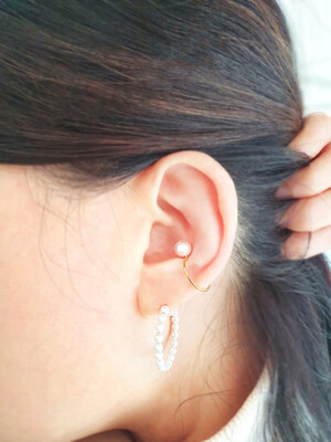 Simple Line pearl ear cuff (실버 진주 이어 커프)