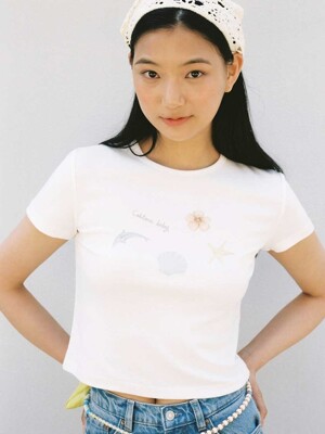 Summer Painting Cropped Tee_Ivory