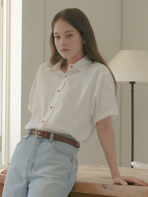 Ann button point shirt_White