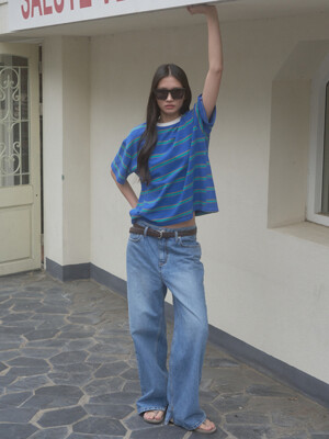 OVER-FIT STRIPE T-SHIRT_BLUE