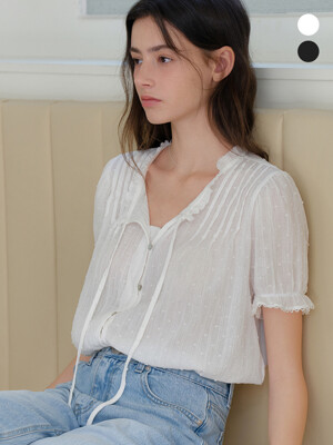 comos 1183 pintuck lace blouse (2color)
