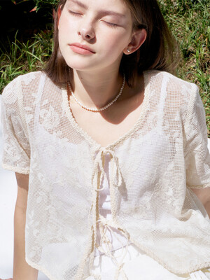 S Crochet Lace Ribbon Blouse_Natural